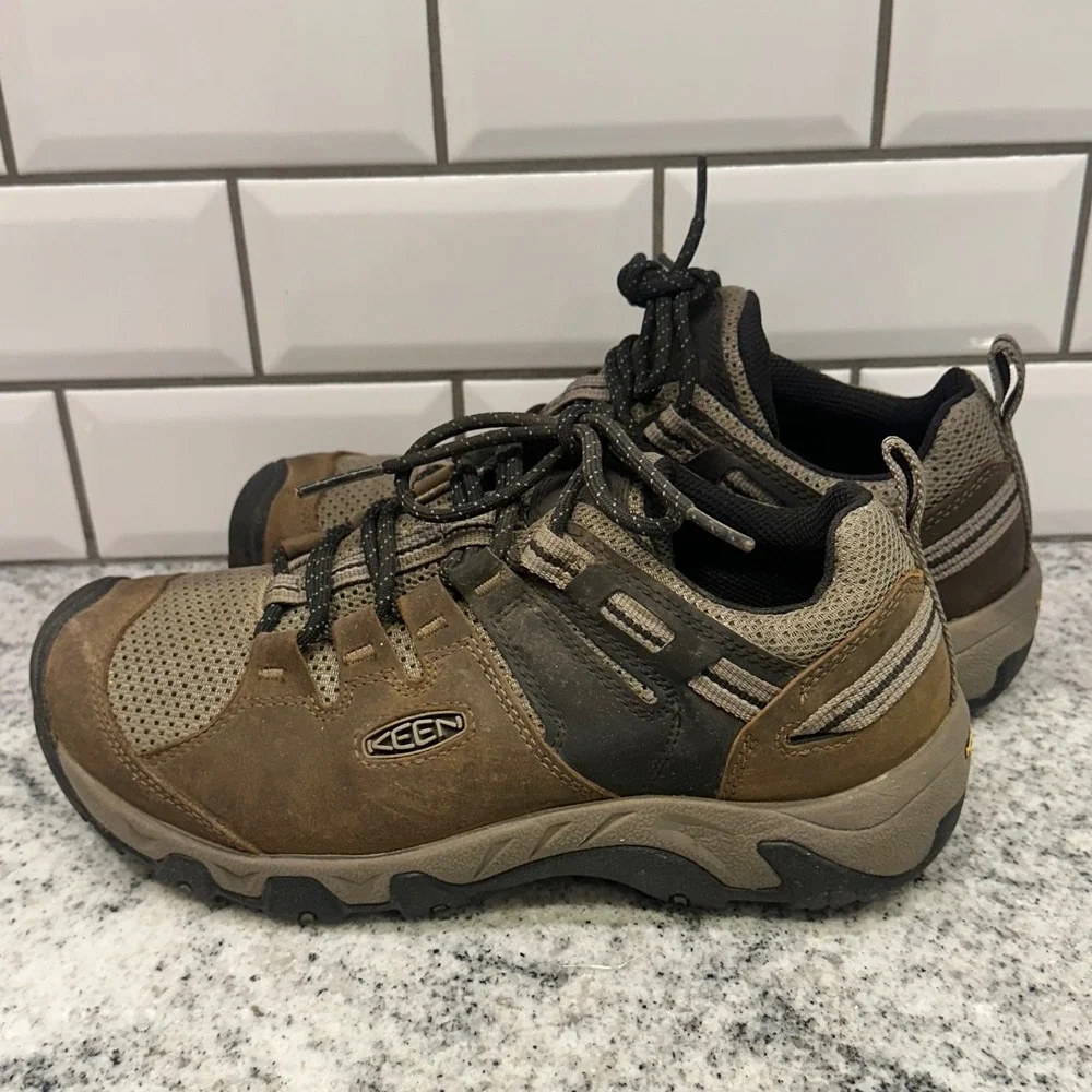 Keen Mens 7.5 Hiking Shoes Brown Leather Mesh Low‎ Top Trail Gorpcore 1022746